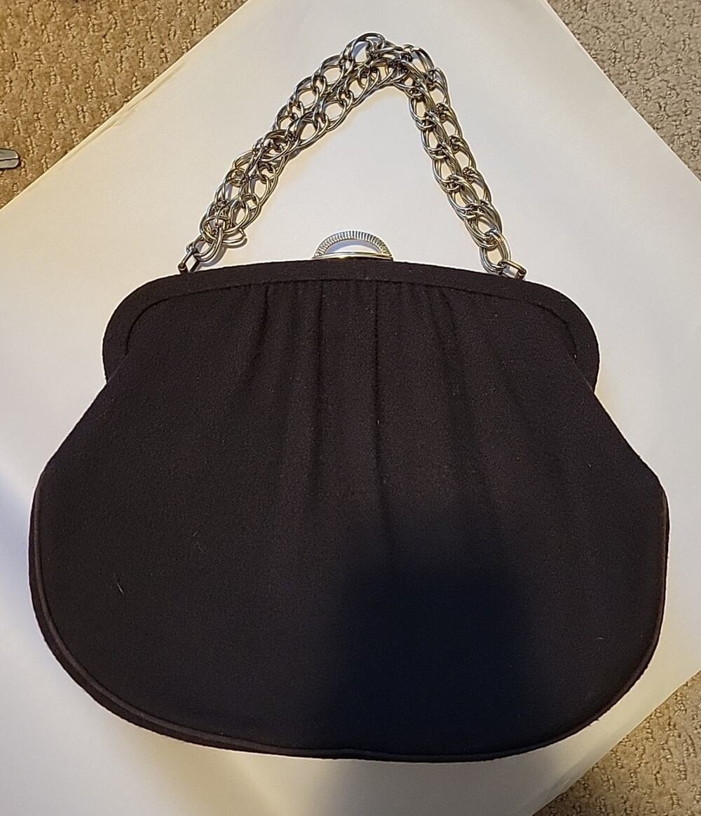 Bags By Edwards Made In USA Black Wool Purse 50s 60s Mad Men